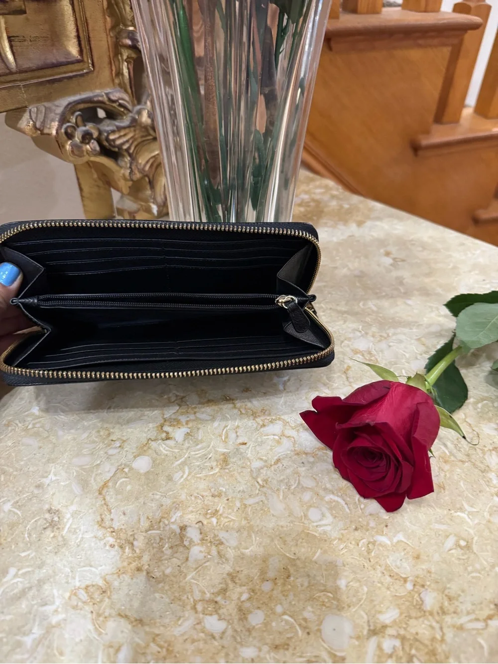 Coach Brown and Black Signature Zip Wallet - Picture 3 of 3